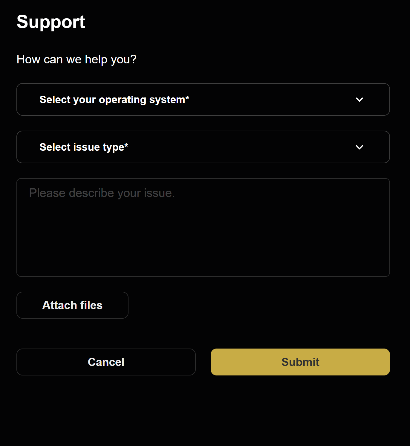 Contact Support Form